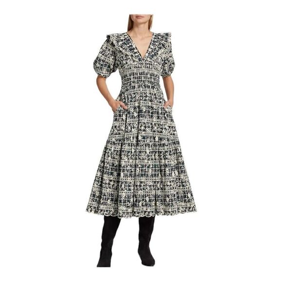 En Saison Alessandra Cotton Eyelet Midi Dress Size Small - Picture 1 of 16